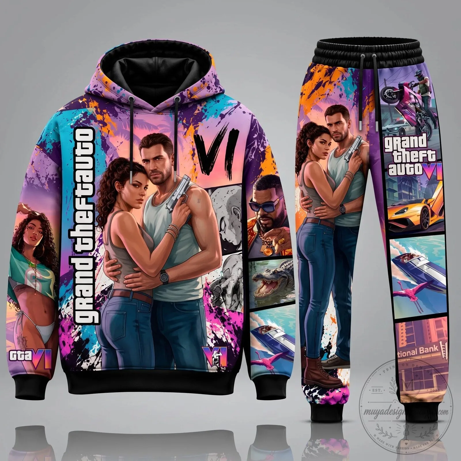 Grand Theft Auto Lucia and Jason Vice City Police Dept. Case Hoodie 14 Grand Theft Auto Lucia and Jason Vice City Police Dept. Case Hoodie