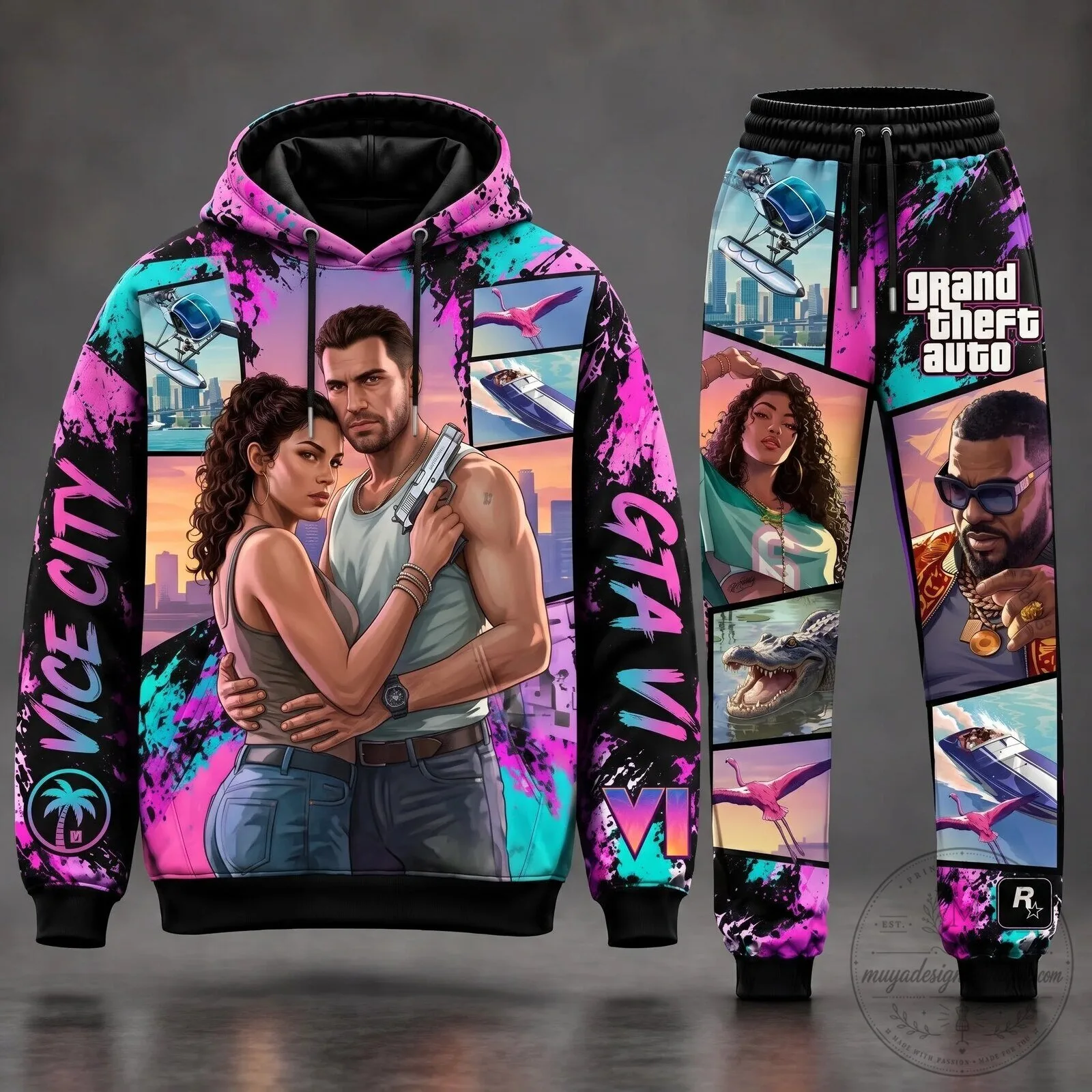 Grand Theft Auto Lucia and Jason Vice City Police Dept. Case Hoodie 15 Grand Theft Auto Lucia and Jason Vice City Police Dept. Case Hoodie