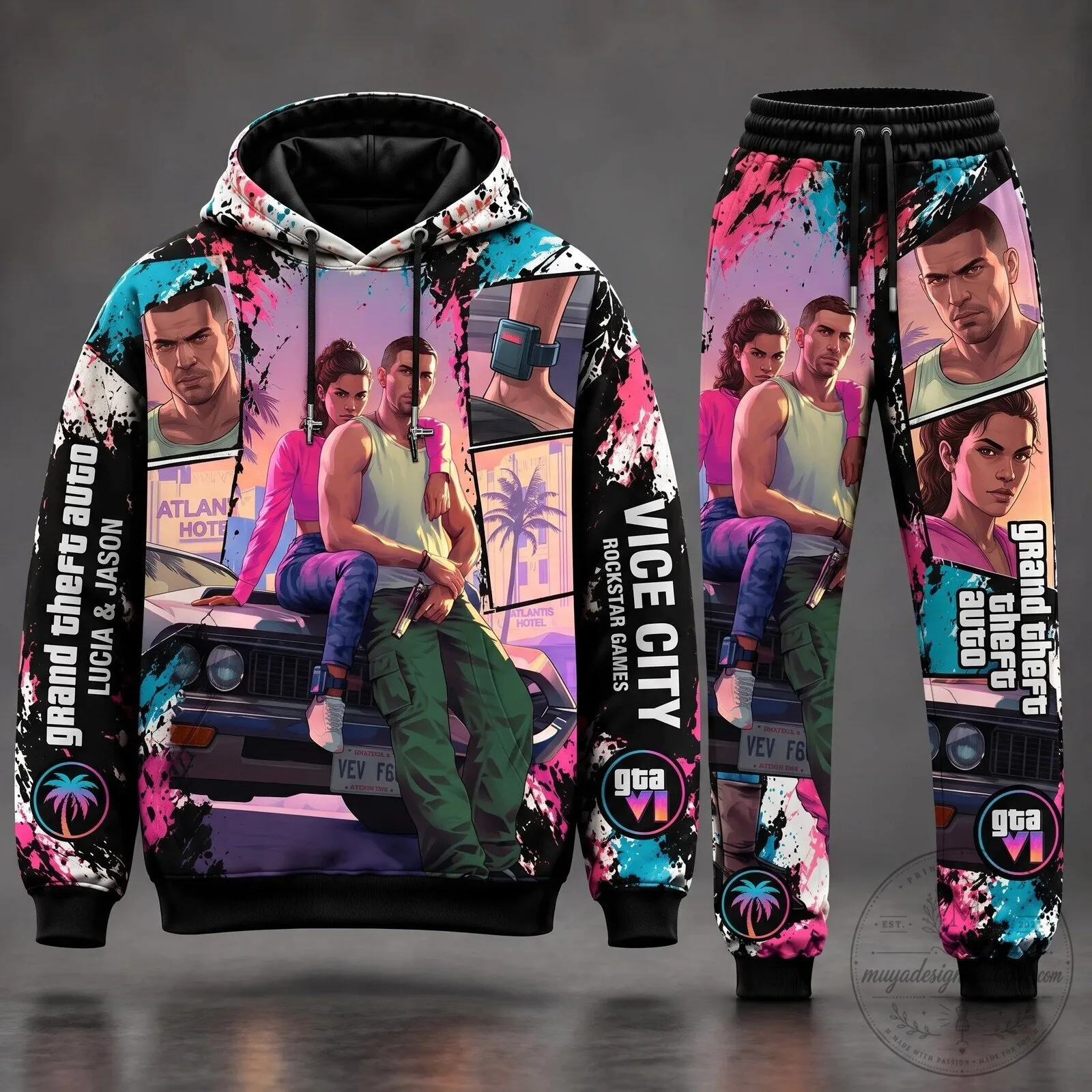 Grand Theft Auto Lucia and Jason Vice City Police Dept. Case Hoodie 16 Grand Theft Auto Lucia and Jason Vice City Police Dept. Case Hoodie