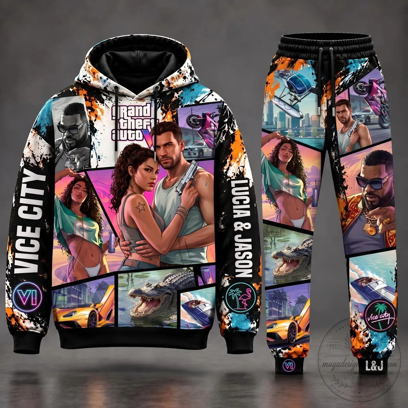 Grand Theft Auto Lucia and Jason Vice City Police Dept. Case Hoodie 17 Grand Theft Auto Lucia and Jason Vice City Police Dept. Case Hoodie