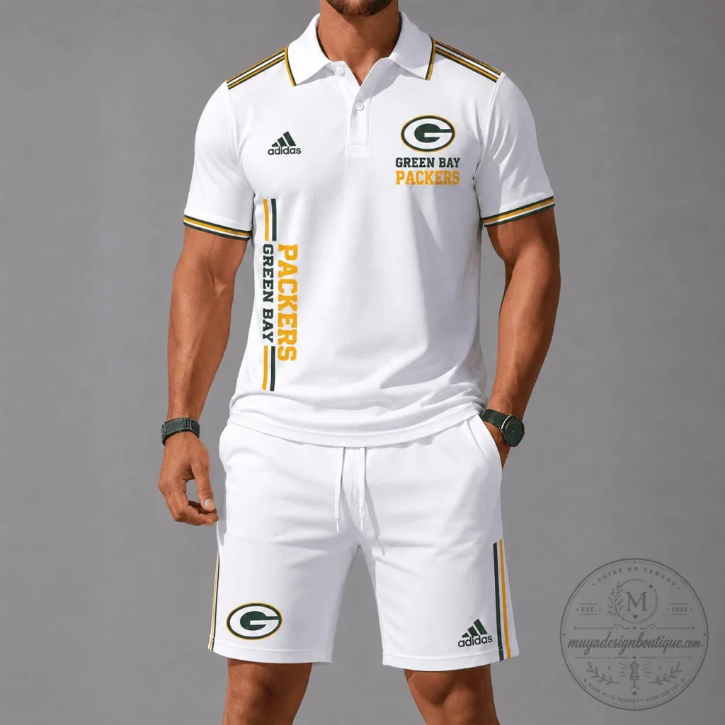 Green Bay Packers National Football League Team Logo White Polo Shirt Green Bay Packers National Football League Team Logo White Polo Shirt