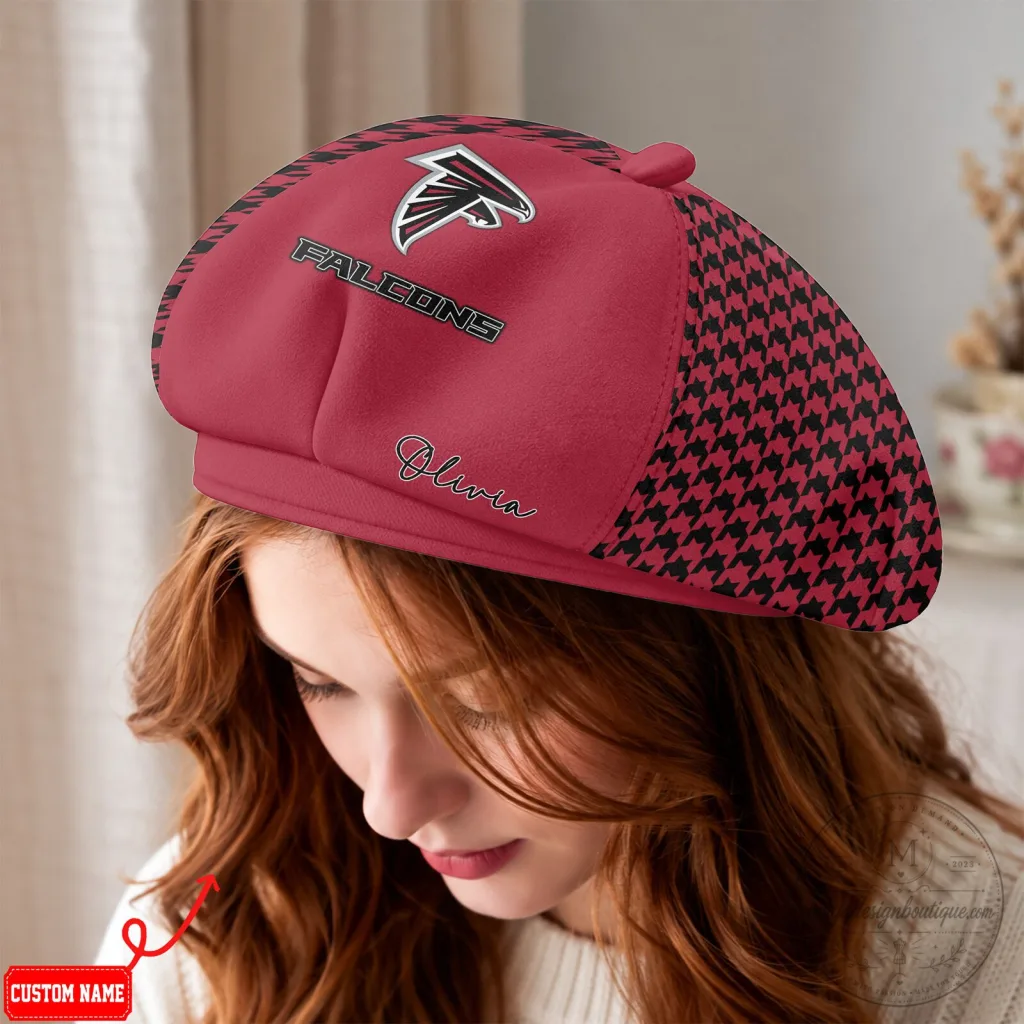 Atlanta Falcons National Football League Houndstooth Beret Hat Atlanta Falcons National Football League Houndstooth Beret Hat