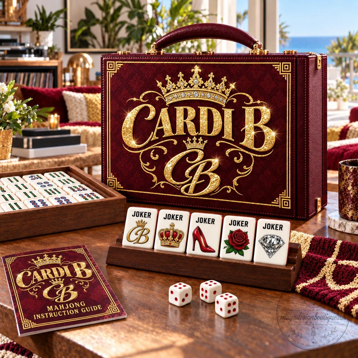 Cardi B Premium Mahjong Game Set with Instruction Guide