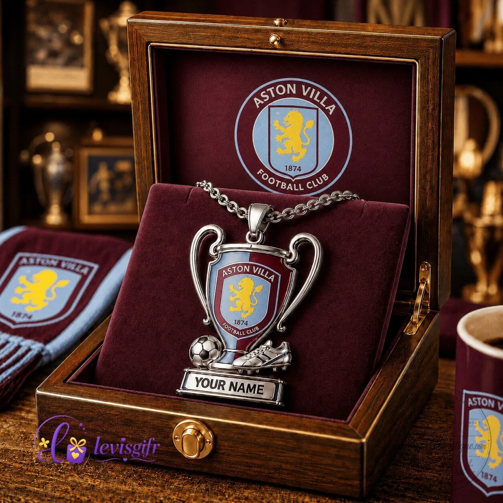 Aston Villa Football Club Trophy Pendant Necklace Personalized Gift Aston Villa Football Club Trophy Pendant Necklace Personalized Gift