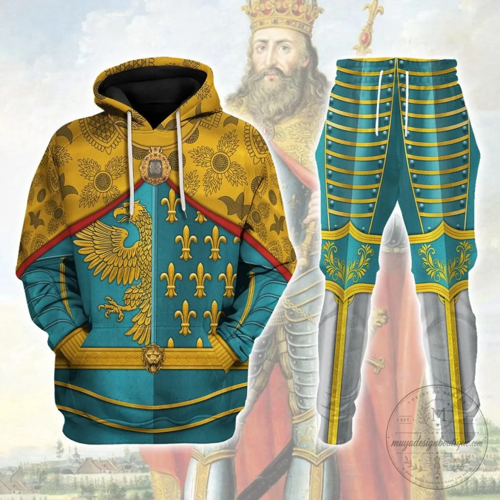 Charlemagne Holy Roman Emperor Medieval Armor Costume Hoodie and Pants Set Charlemagne Holy Roman Emperor Medieval Armor Costume Hoodie and Pants Set
