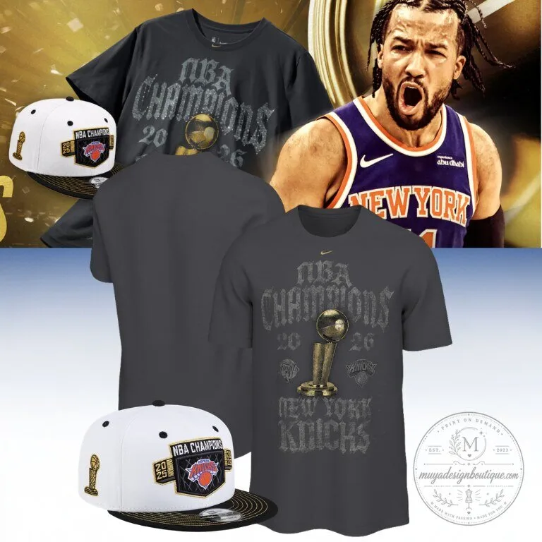 New York Knicks 2026 NBA Champions Trophy Black T-Shirt 6 New York Knicks 2026 NBA Champions Trophy Black T-Shirt