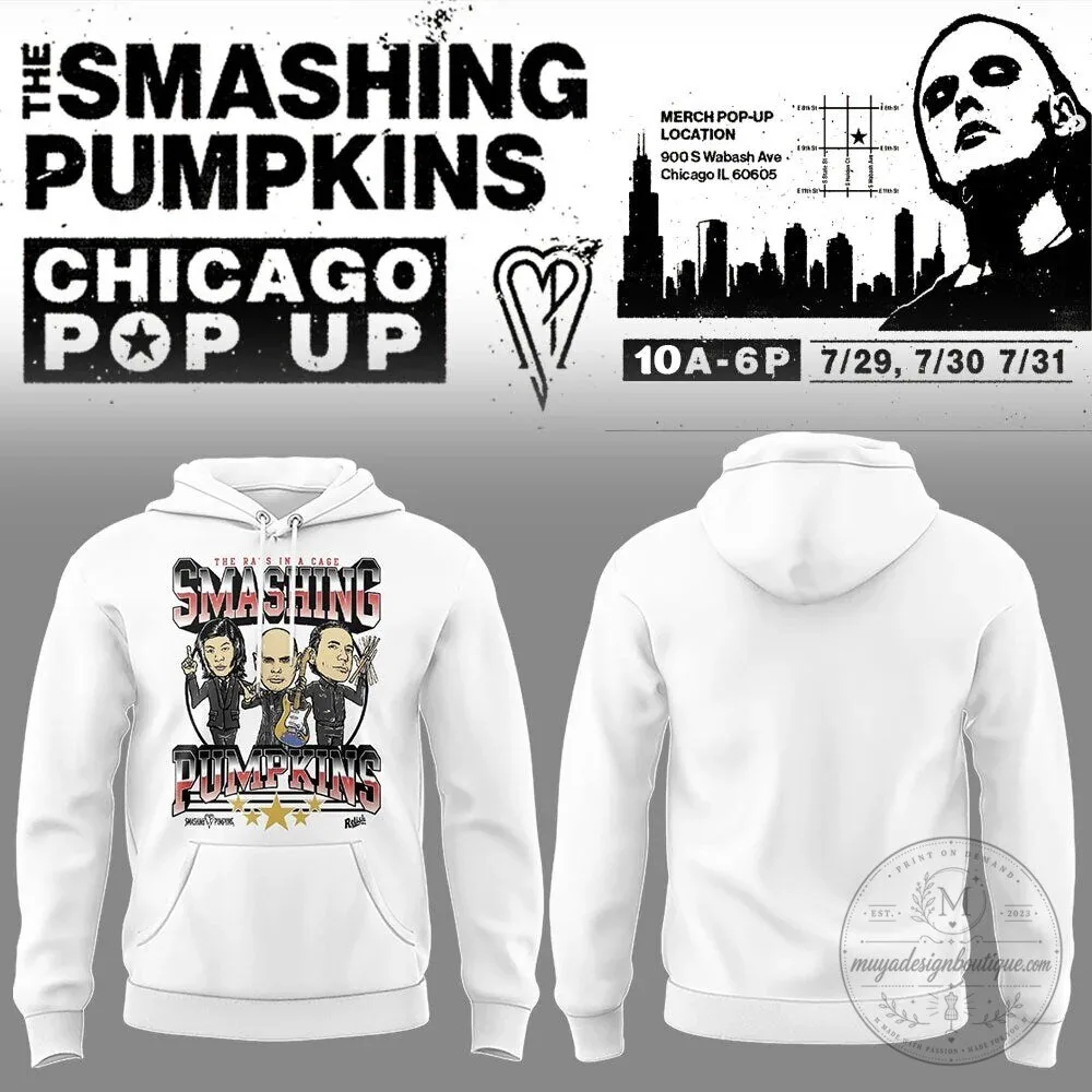 The Smashing Pumpkins Band Caricature White Pullover Hoodie 3 The Smashing Pumpkins Band Caricature White Pullover Hoodie