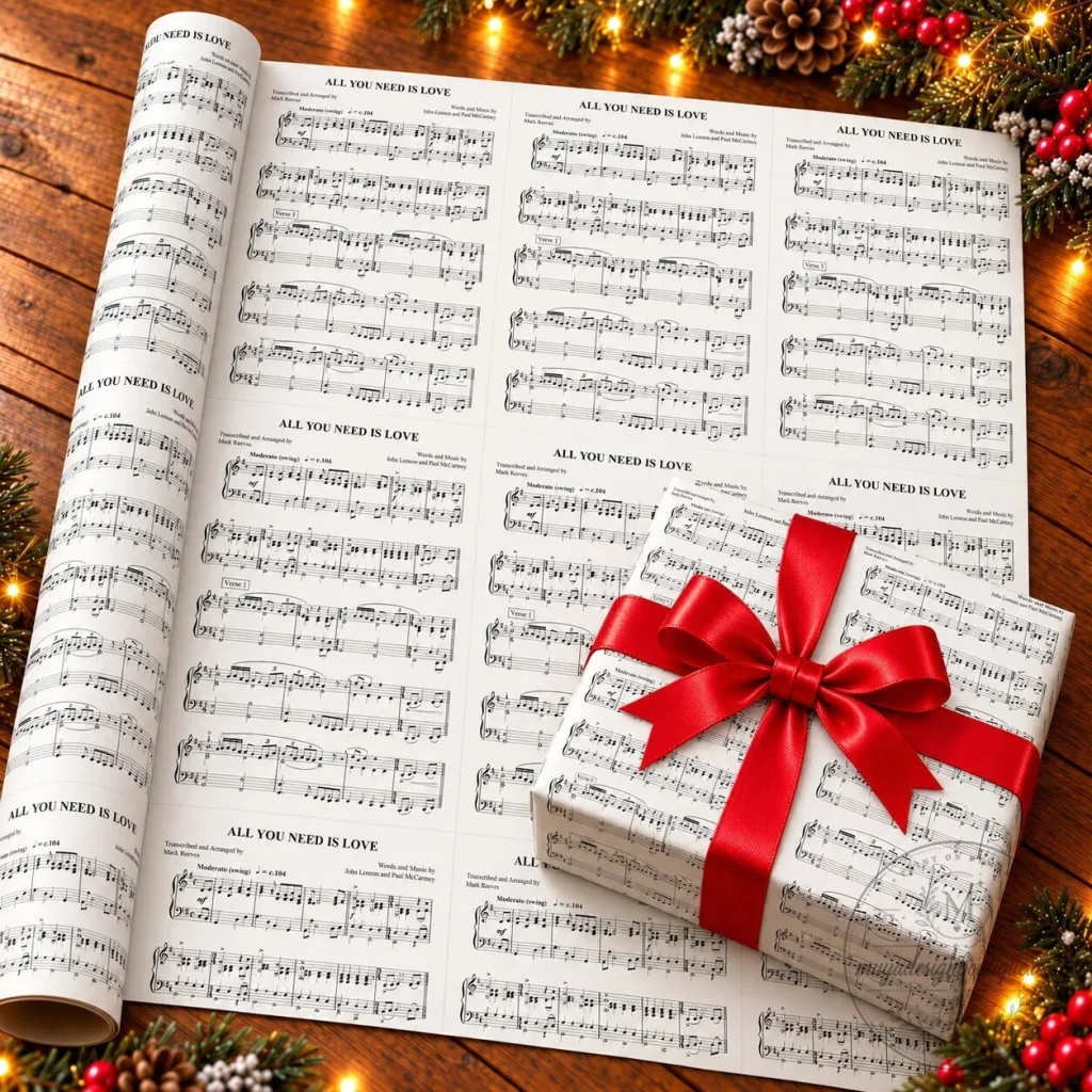 The Beatles All You Need Is Love Sheet Music Christmas Wrapping Paper The Beatles All You Need Is Love Sheet Music Christmas Wrapping Paper