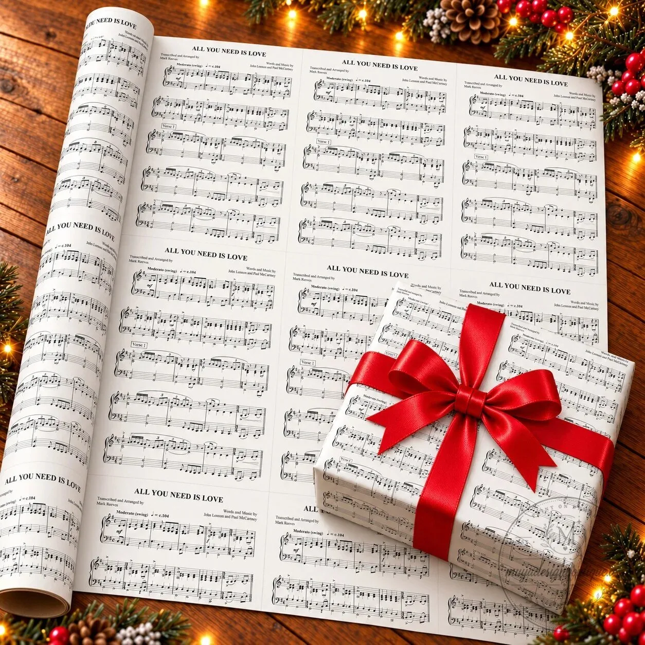 The Beatles All You Need Is Love Sheet Music Christmas Wrapping Paper 3 The Beatles All You Need Is Love Sheet Music Christmas Wrapping Paper