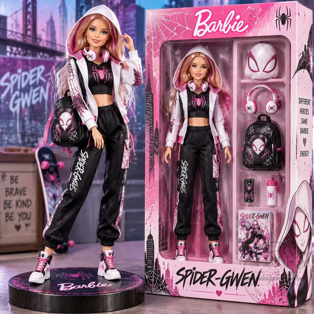 Barbie Spider-Gwen Collectible Fashion Doll with Accessories 3 Barbie Spider-Gwen Collectible Fashion Doll with Accessories