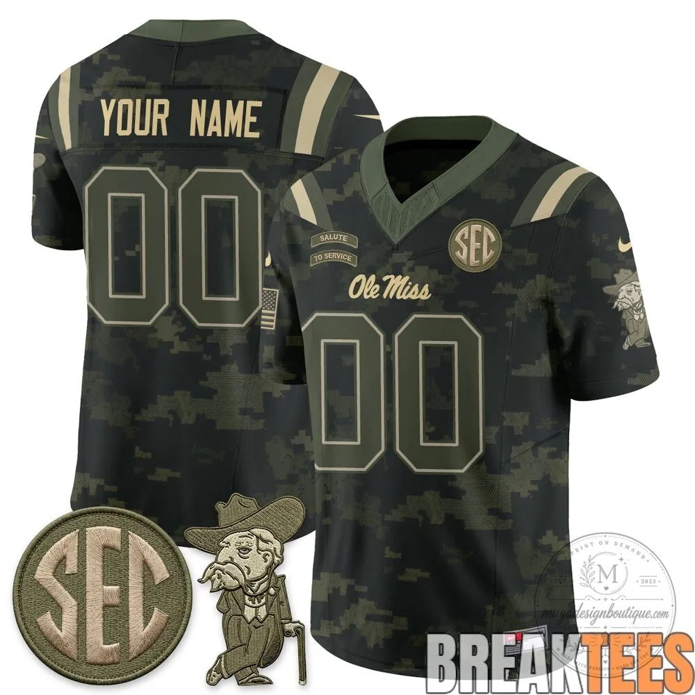 Ole Miss Rebels 2026 Salute to Service Custom Football Jersey 9 Ole Miss Rebels 2026 Salute to Service Custom Football Jersey