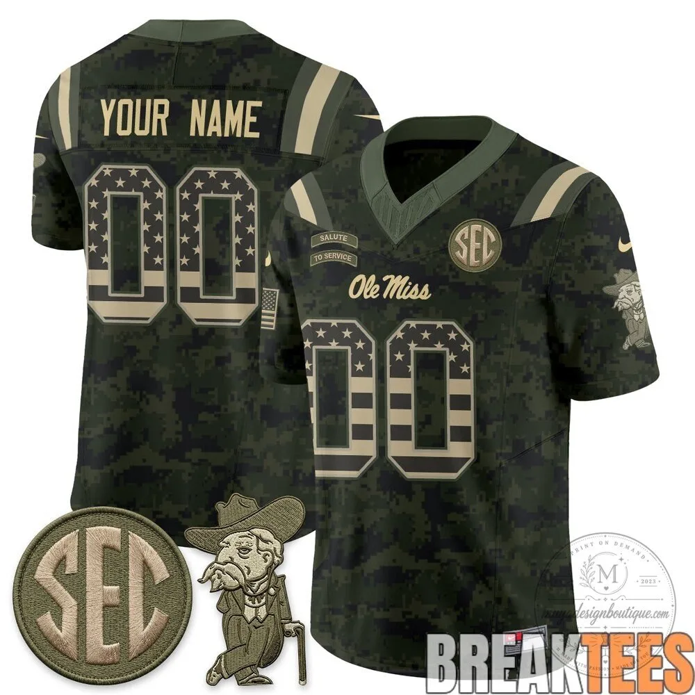 Ole Miss Rebels 2026 Salute to Service Custom Football Jersey 11 Ole Miss Rebels 2026 Salute to Service Custom Football Jersey