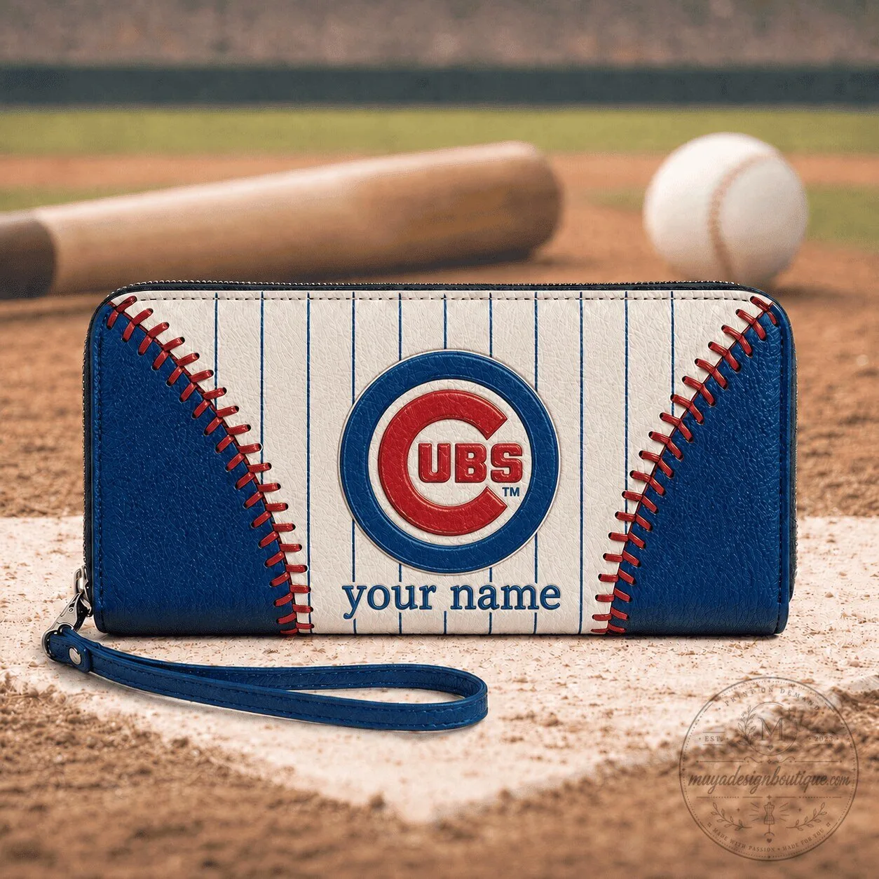 Chicago Cubs Baseball Personalized Zipper Wallet 1 Chicago Cubs Baseball Personalized Zipper Wallet