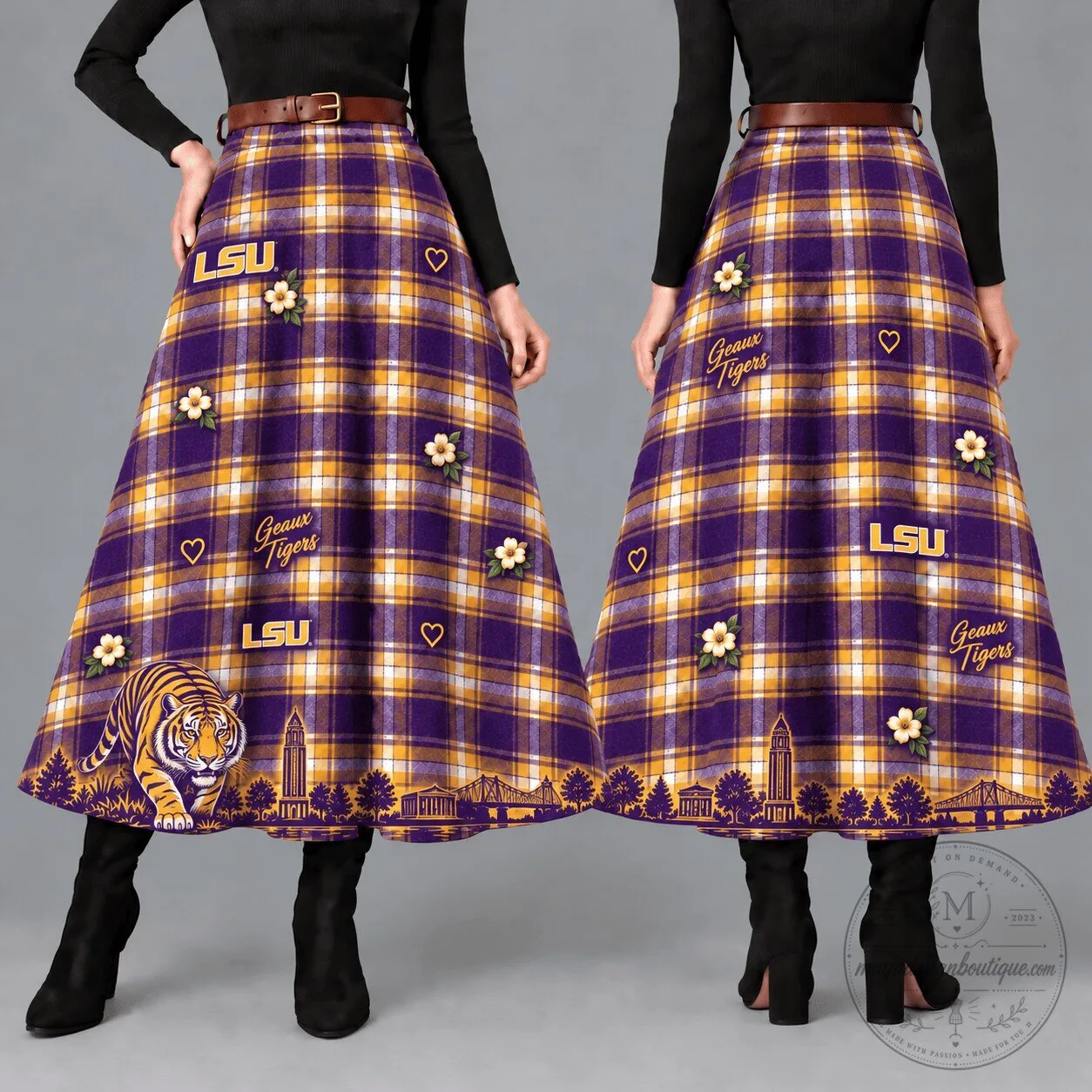 Louisiana State University Tigers Plaid Floral Maxi Skirt 1 Louisiana State University Tigers Plaid Floral Maxi Skirt