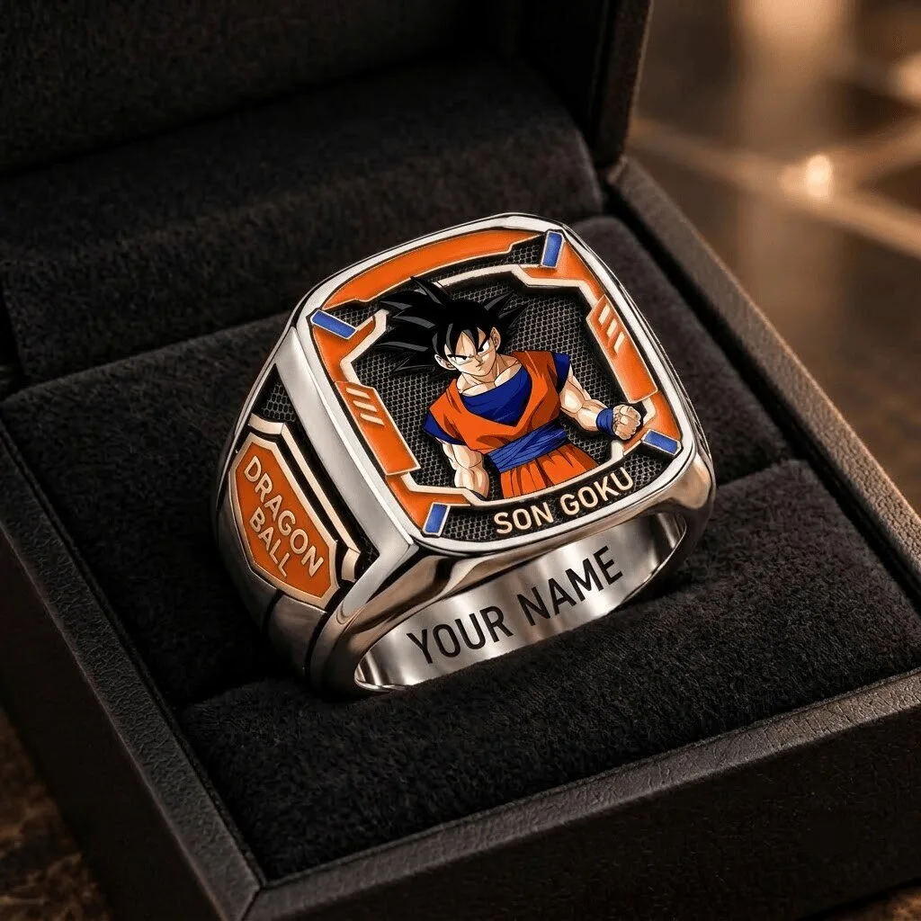 Dragon Ball Z Son Goku Super Saiyan Personalized Name Ring