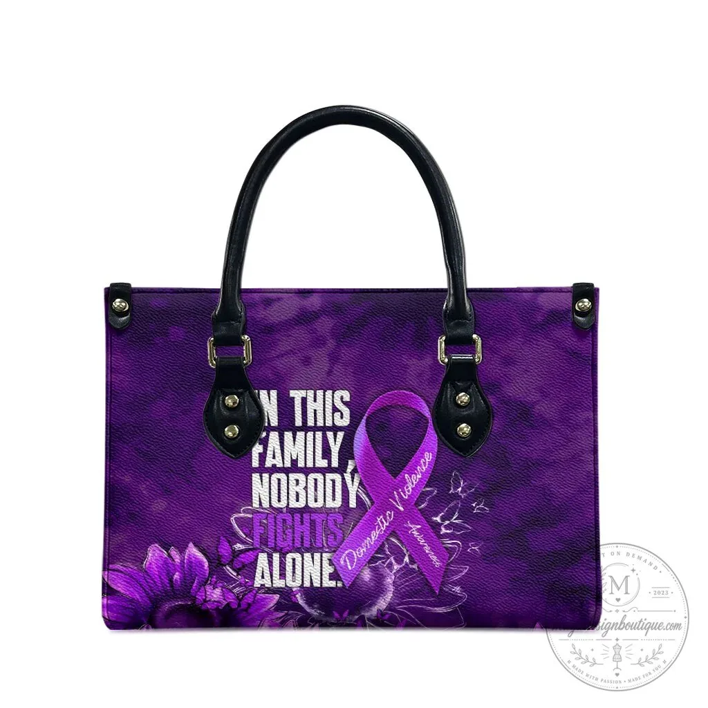 Domestic Violence Awareness Purple Ribbon Sunflower Leather Handbag 9 Domestic Violence Awareness Purple Ribbon Sunflower Leather Handbag