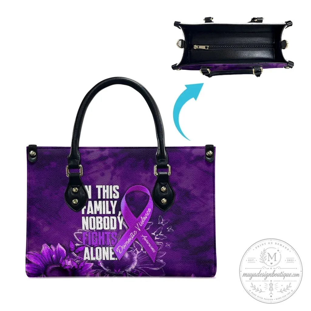 Domestic Violence Awareness Purple Ribbon Sunflower Leather Handbag 10 Domestic Violence Awareness Purple Ribbon Sunflower Leather Handbag