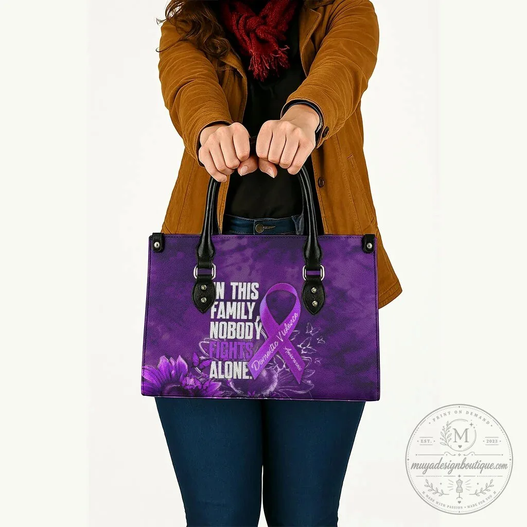 Domestic Violence Awareness Purple Ribbon Sunflower Leather Handbag 11 Domestic Violence Awareness Purple Ribbon Sunflower Leather Handbag