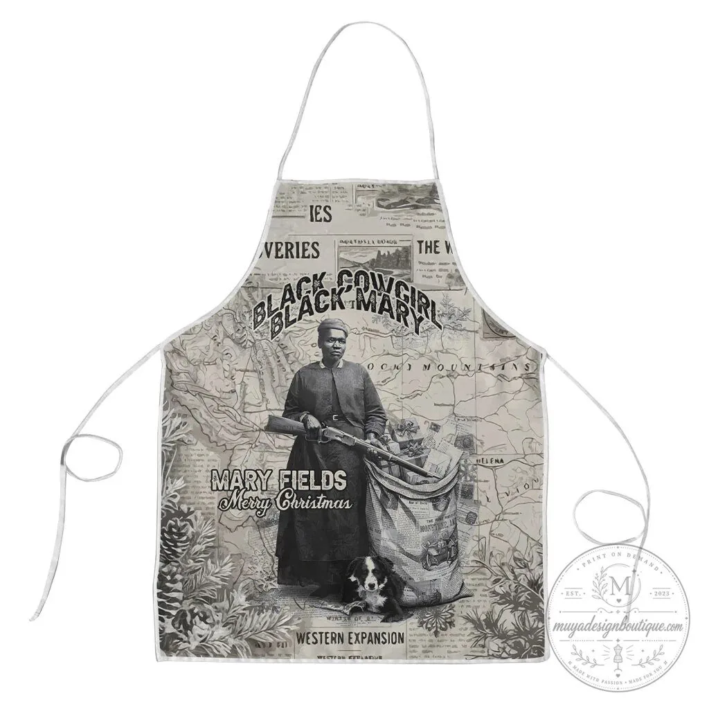 Mary Fields Christmas Black Cowgirl Vintage Western Map Mail Carrier Apron 5 Mary Fields Christmas Black Cowgirl Vintage Western Map Mail Carrier Apron