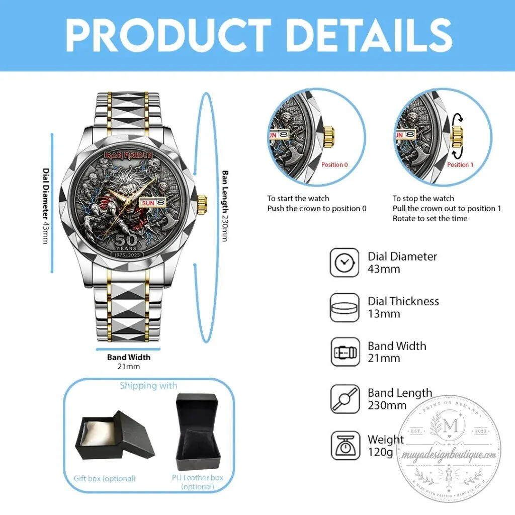 Iron Maiden 50th Anniversary Eddie The Head Heavy Metal Band Watch 10 Iron Maiden 50th Anniversary Eddie The Head Heavy Metal Band Watch