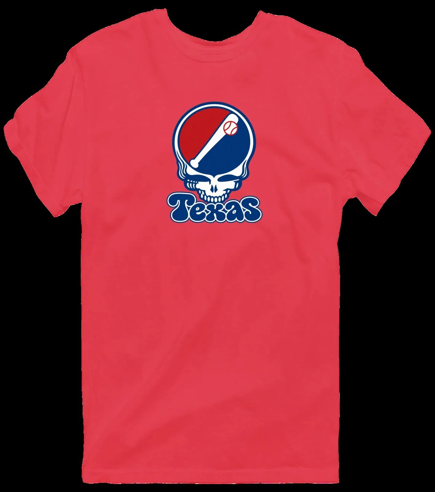 Grateful Dead Texas Baseball Stealie Skull Logo Red T-Shirt