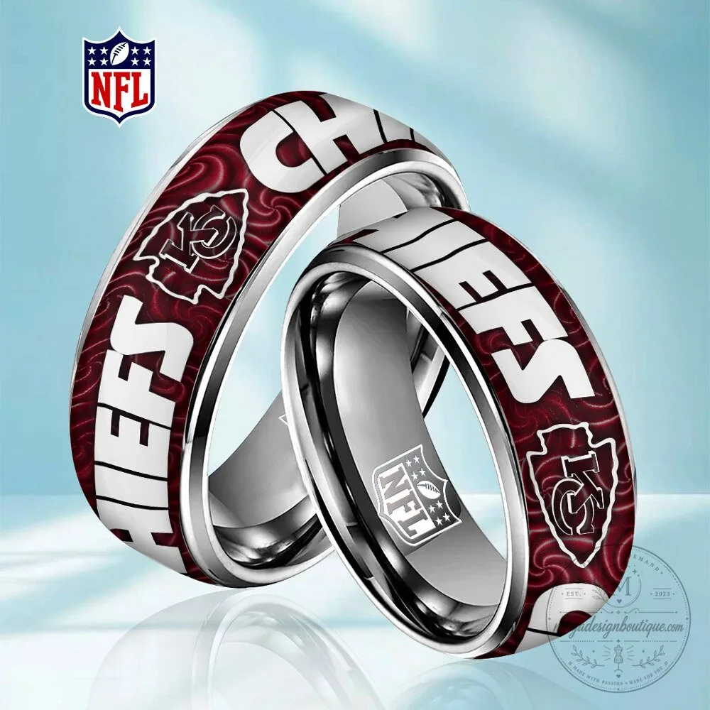 Kansas City Chiefs NFL Football Team Logo Stainless Steel Ring