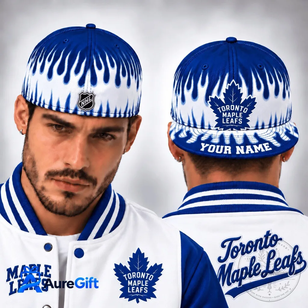 Toronto Maple Leafs NHL Flame Design Personalized Snapback Hat Toronto Maple Leafs NHL Flame Design Personalized Snapback Hat