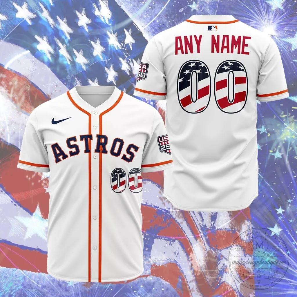 Houston Astros Personalized 2026 Stars and Stripes Fourth Of July Baseball Jersey