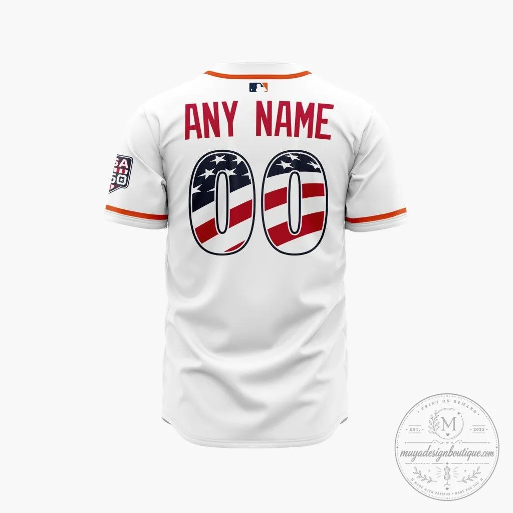 Houston Astros Personalized 2026 Stars and Stripes Fourth Of July Baseball Jersey 9 Houston Astros Personalized 2026 Stars and Stripes Fourth Of July Baseball Jersey