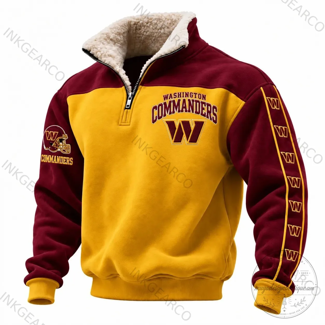 Washington Commanders Quarter-Zip Mock Neck Sherpa Lined Sweatshirt