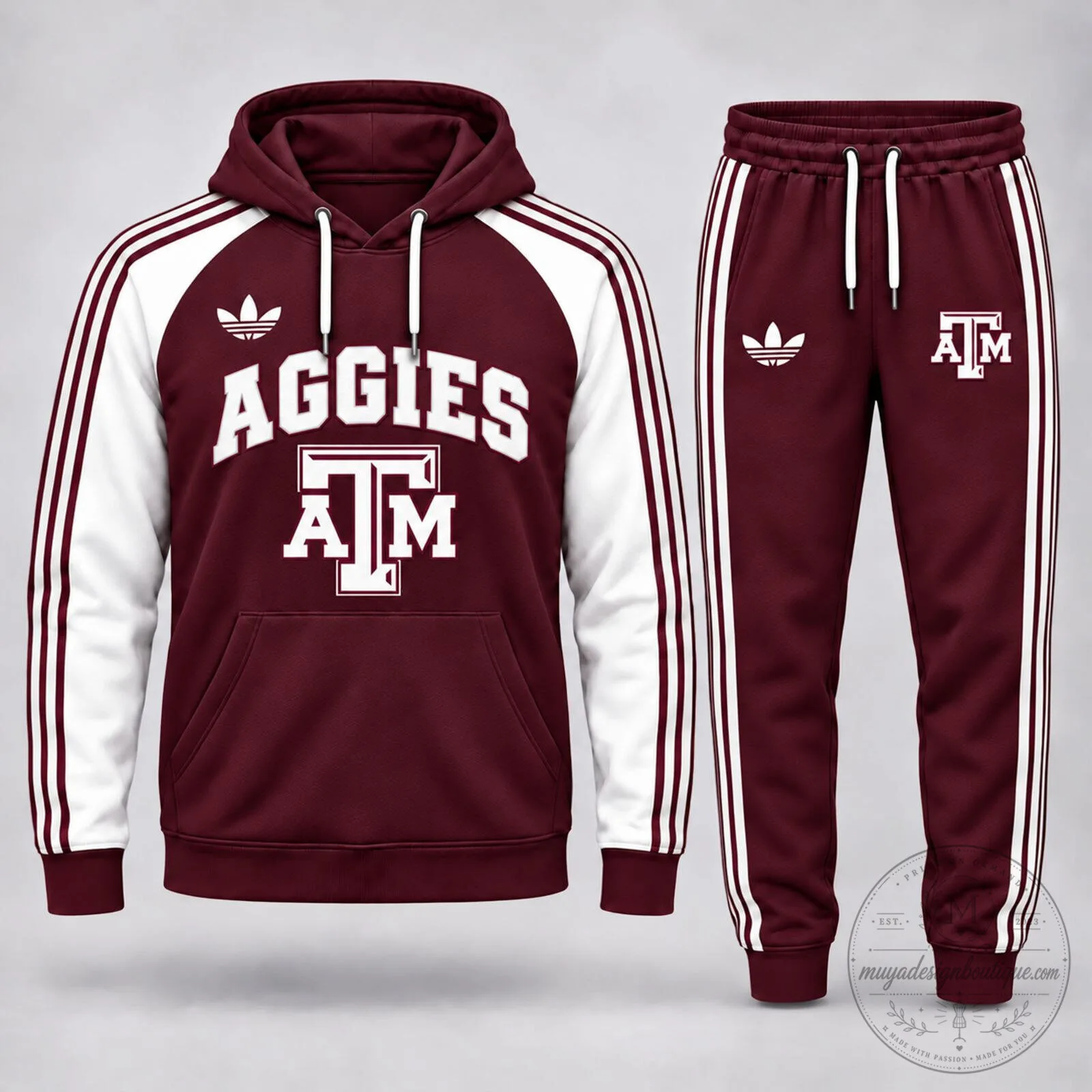 Texas A&M Aggies NCAA Classic Varsity Maroon and White Tracksuit Hoodie