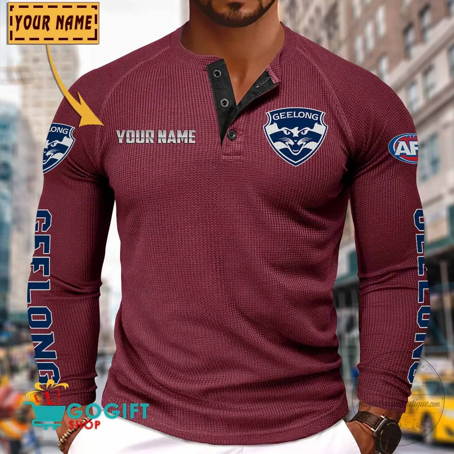 Geelong Cats Football Club Personalized Long Sleeve Henley Shirt 15 Geelong Cats Football Club Personalized Long Sleeve Henley Shirt