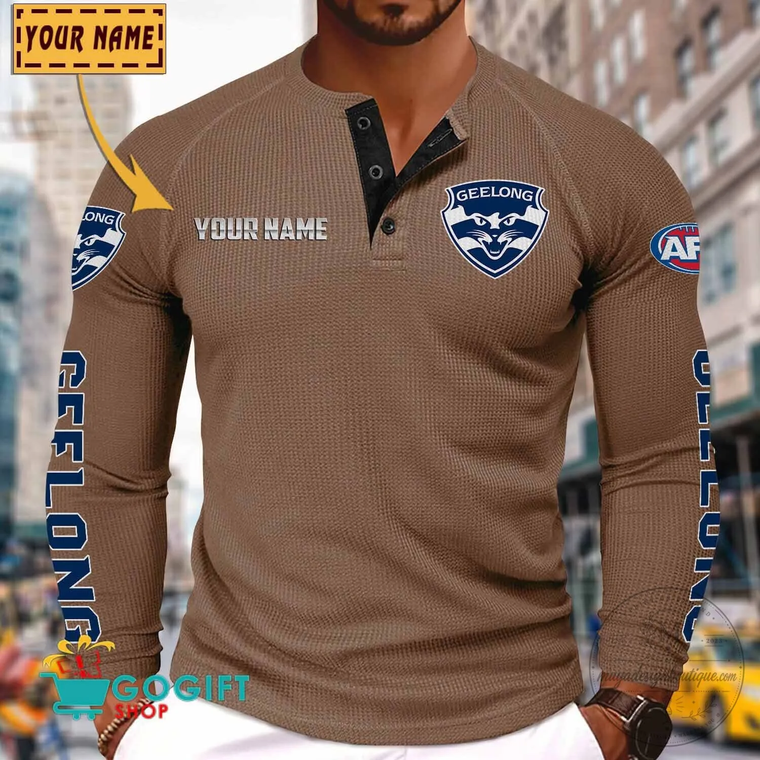 Geelong Cats Football Club Personalized Long Sleeve Henley Shirt 16 Geelong Cats Football Club Personalized Long Sleeve Henley Shirt