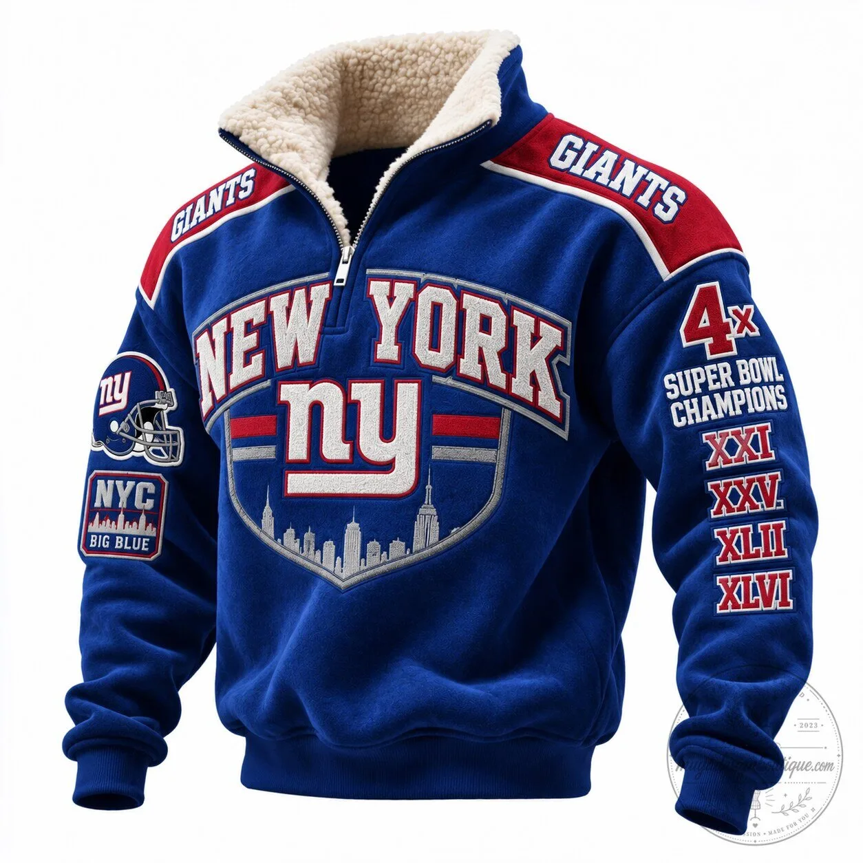New York Giants Quarter-Zip Mock Neck Sweatshirt 1 New York Giants Quarter-Zip Mock Neck Sweatshirt