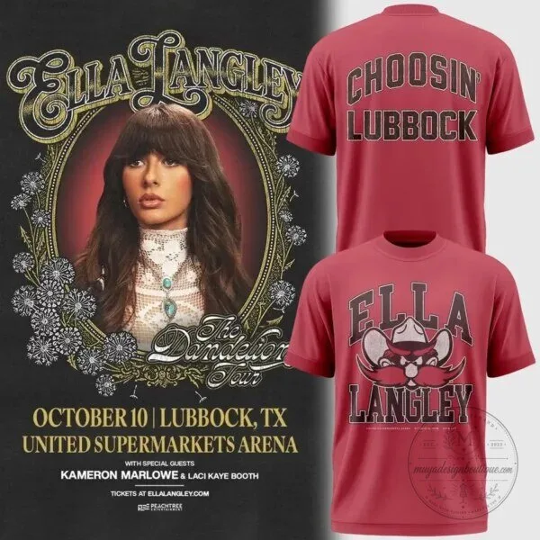 Ella Langley The Dandelion Tour Lubbock Texas Concert T-Shirt