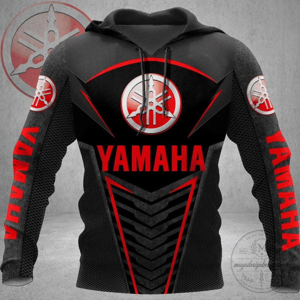 Yamaha Racing Team Logo Black and Red Motorcycle Sport Hoodie