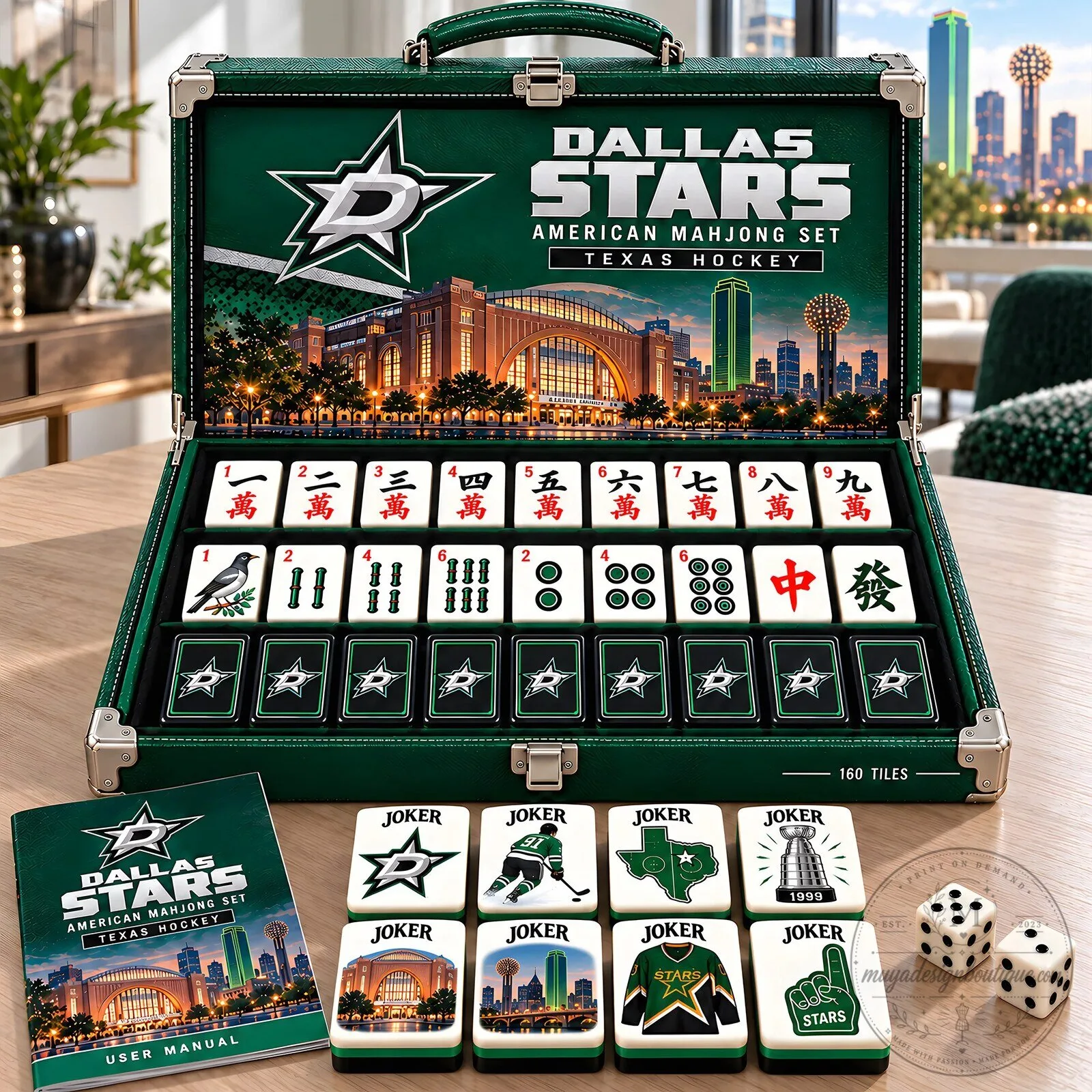 Dallas Stars American Mahjong Set Texas Hockey Game with 160 Tiles 5 Dallas Stars American Mahjong Set Texas Hockey Game with 160 Tiles