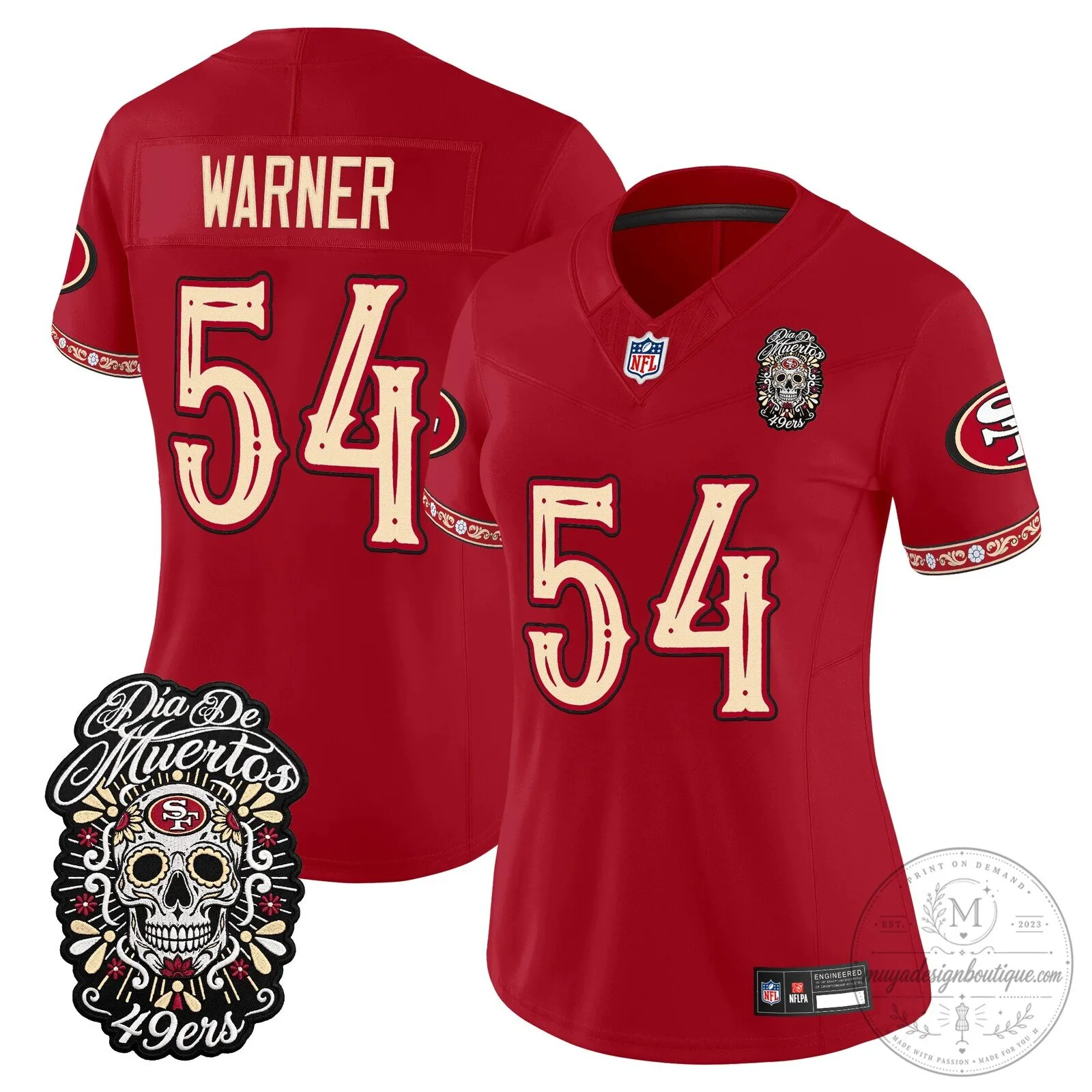 San Francisco 49ers Fred Warner Día de los Muertos NFL Football Jersey