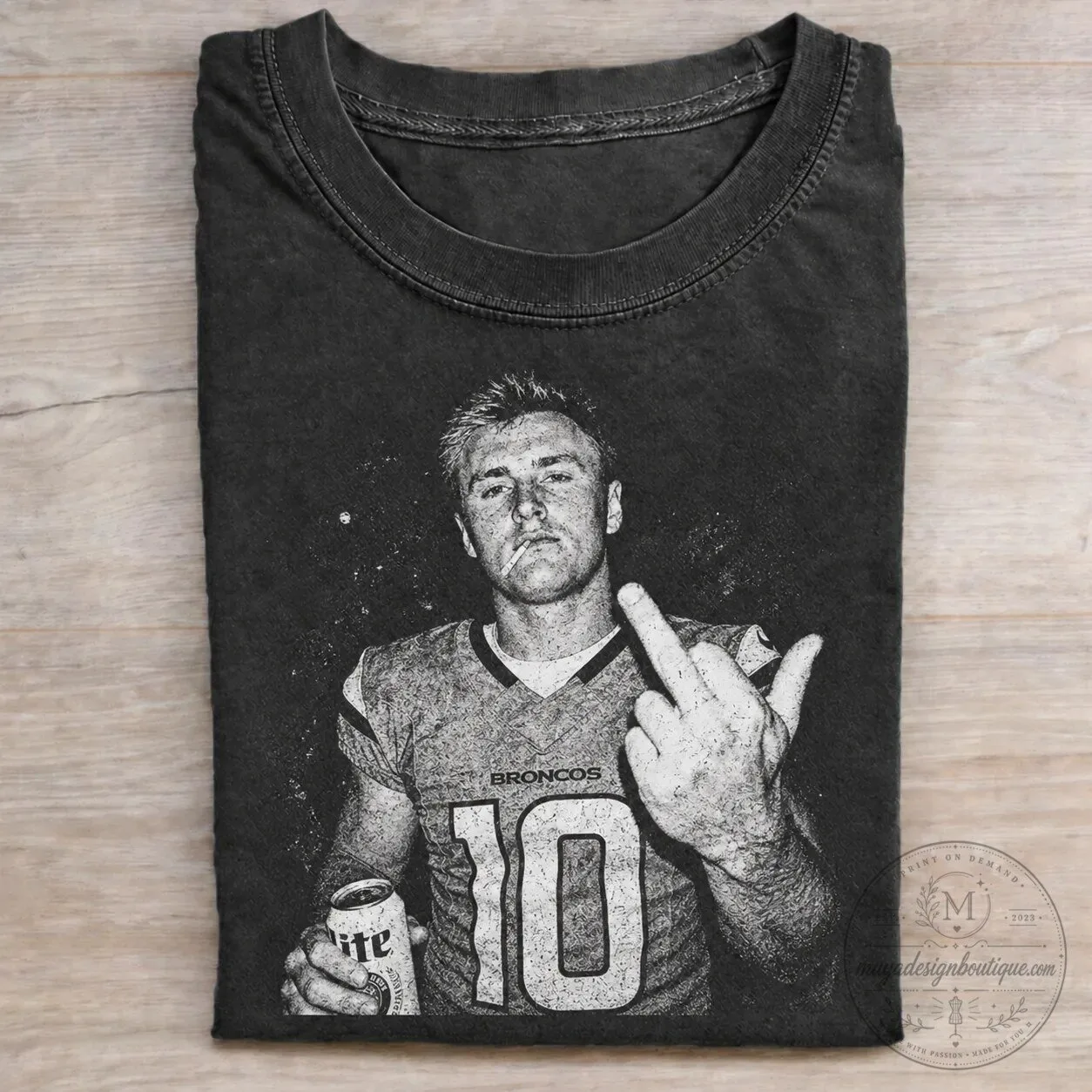 Jake Plummer Denver Broncos Football Legend Middle Finger Black T-Shirt