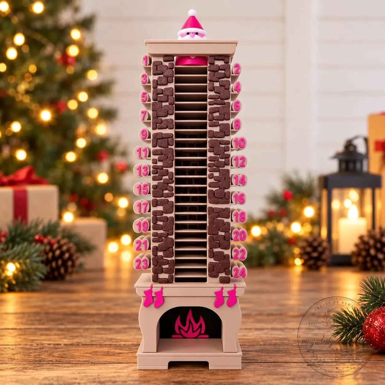 Christmas Santa Chimney Advent Calendar with Fireplace Countdown