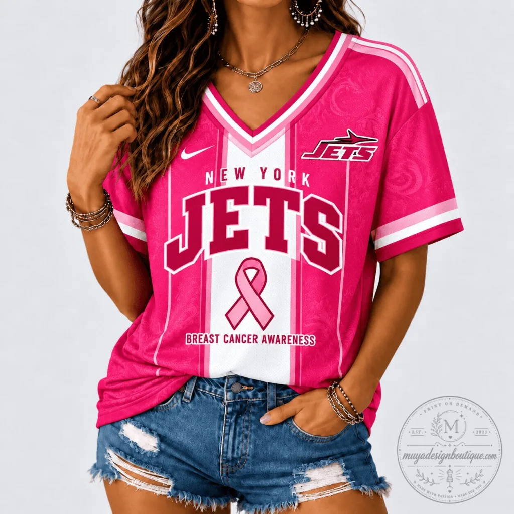 New York Jets Breast Cancer Awareness Pink Ribbon Football Jersey