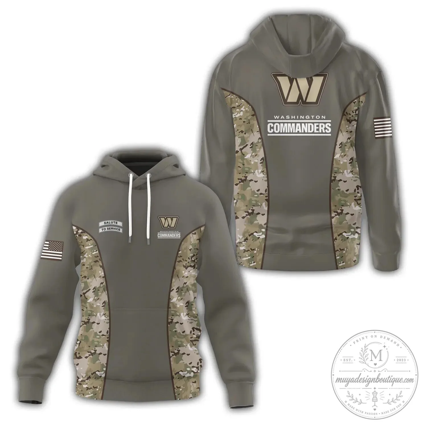 Camouflage Hoodie for Washington Commanders - Salute To Service Edition