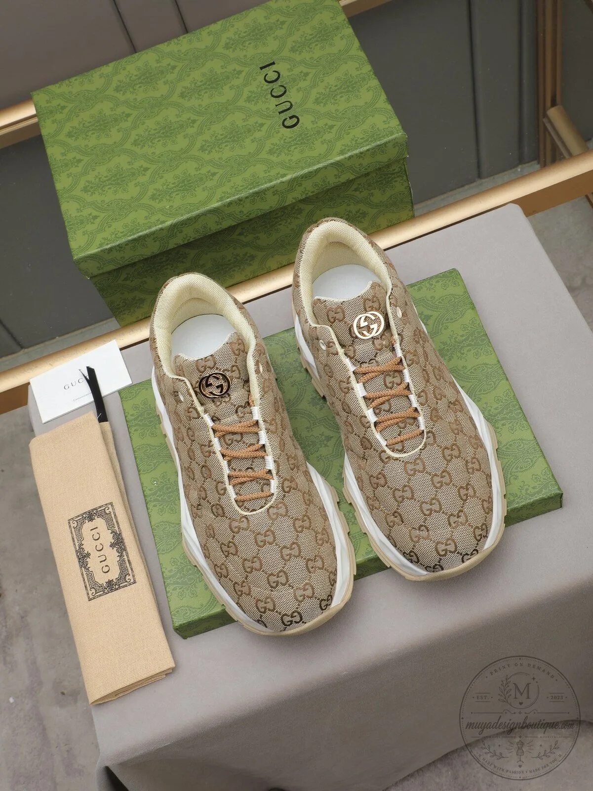 Gucci Monogram Beige Canvas Luxury Fashion Designer Sneakers Shoes