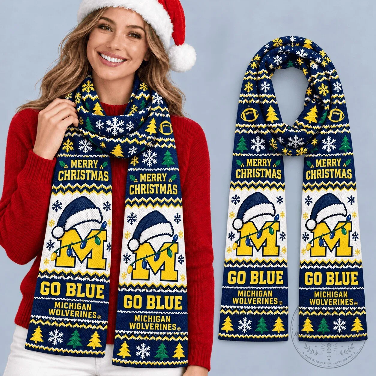 Michigan Wolverines Christmas Scarf