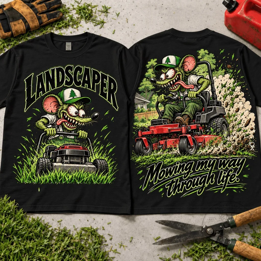 Rat Fink Landscaper Mowing My Way Through Life Lawn Care T-Shirt Rat Fink Landscaper Mowing My Way Through Life Lawn Care T-Shirt
