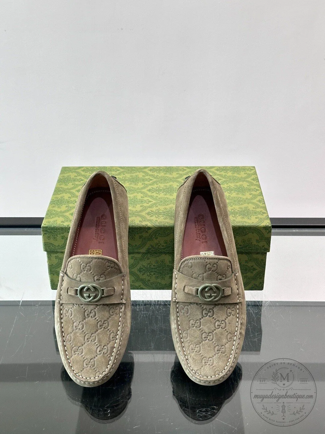 Gucci GG Embossed Suede Loafer Shoes