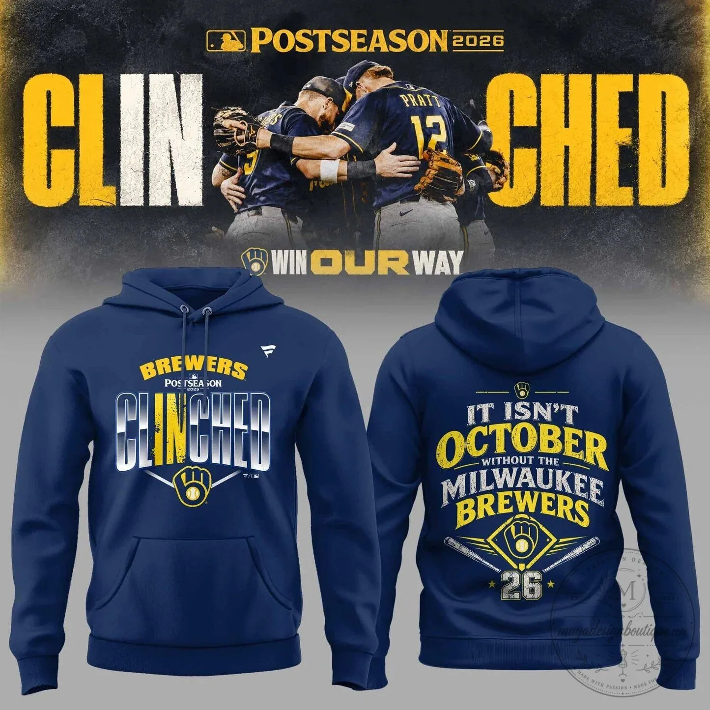 Milwaukee Brewers Hoodie: It Isn't October Without the Postseason Clinched Design