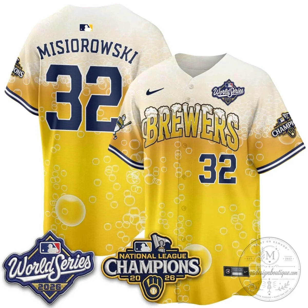 Milwaukee Brewers Bob Uecker World Series Champions Baseball Jersey 65 Milwaukee Brewers Bob Uecker World Series Champions Baseball Jersey