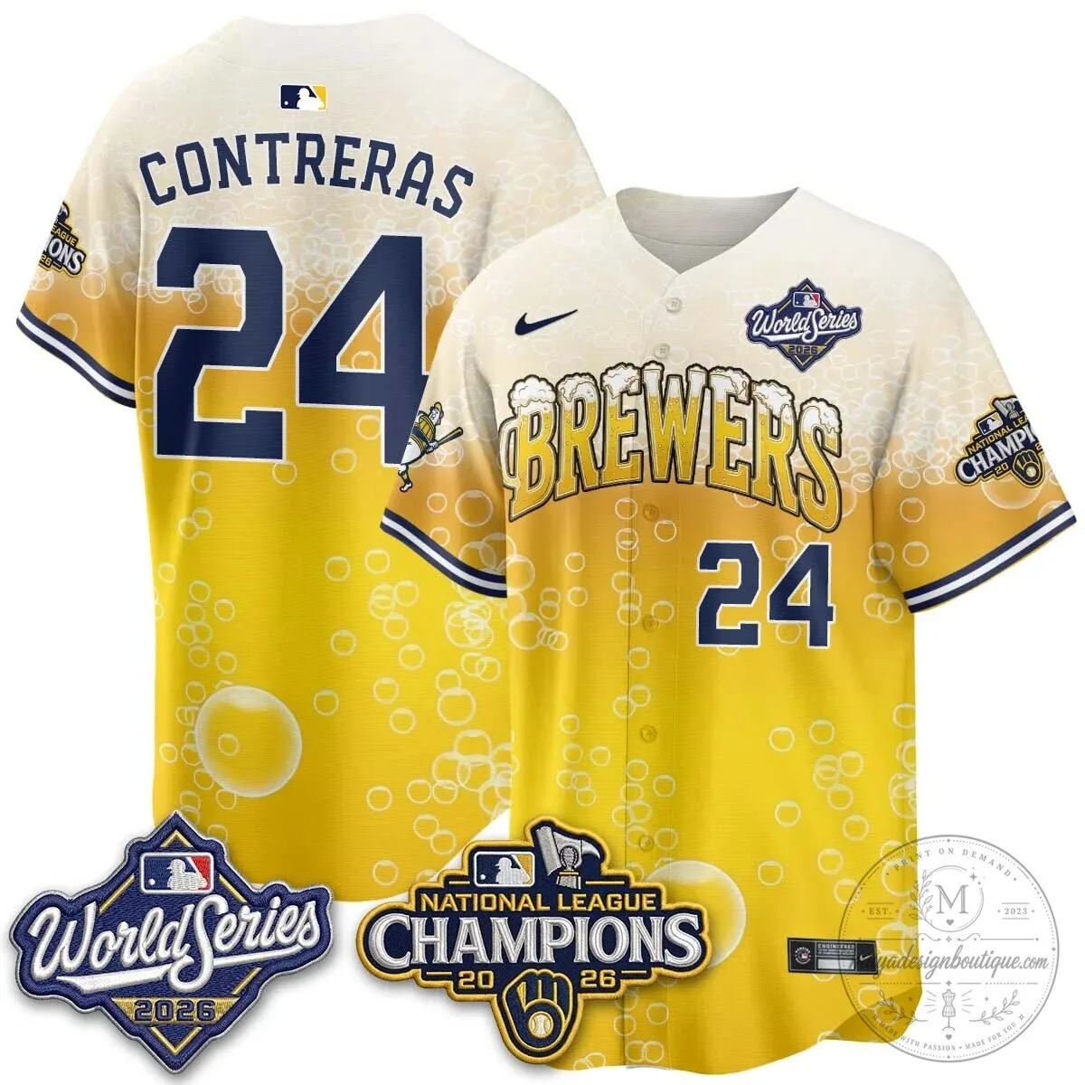 Milwaukee Brewers Bob Uecker World Series Champions Baseball Jersey 68 Milwaukee Brewers Bob Uecker World Series Champions Baseball Jersey