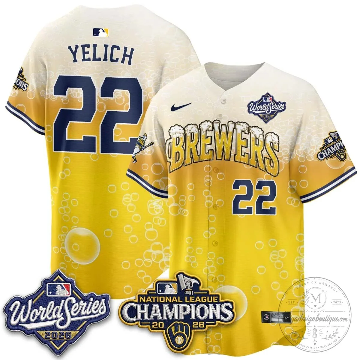 Milwaukee Brewers Bob Uecker World Series Champions Baseball Jersey 69 Milwaukee Brewers Bob Uecker World Series Champions Baseball Jersey